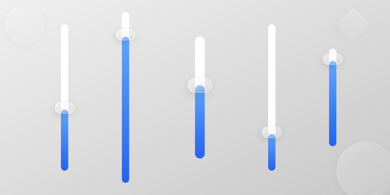 Abstract slider controls representing Performance Max channel settings and campaign prioritisation.